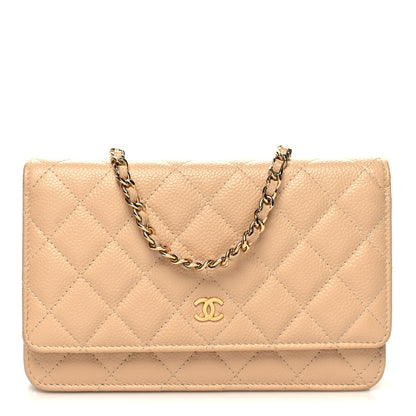 Chanel Caviar Quilted Wallet On Chain WOC Beige 1 of 12