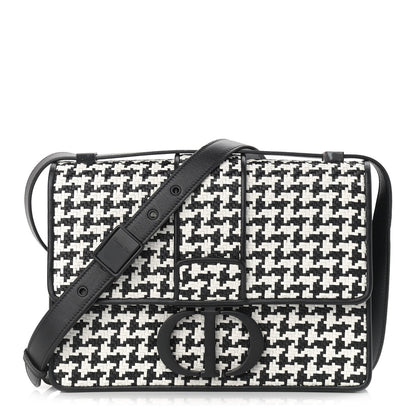 Christian Dior Lambskin Houndstooth Braided 30 Montaigne Flap Bag Black White 1 of 9