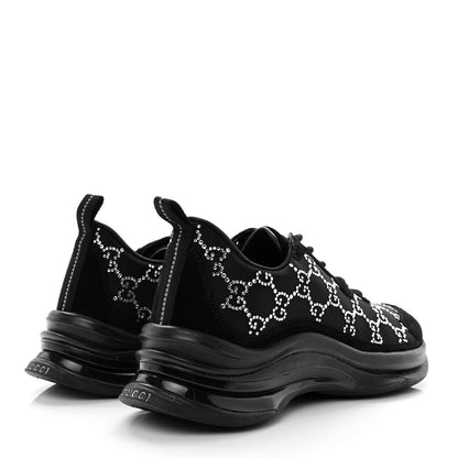 Gucci Tela Retino Mesh Crystal Suede GG Monogram Womens Gucci Run Sneakers 38 Black Silver 4 of 8