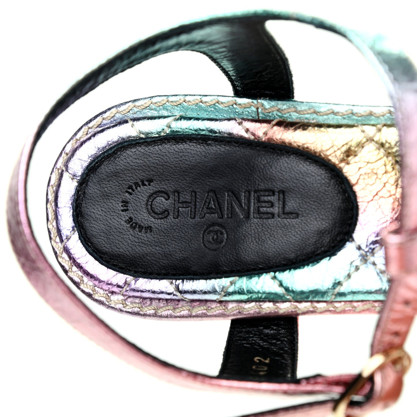 Goatskin Fantasy CC Pearl Thong Sandals 38.5 Multicolor