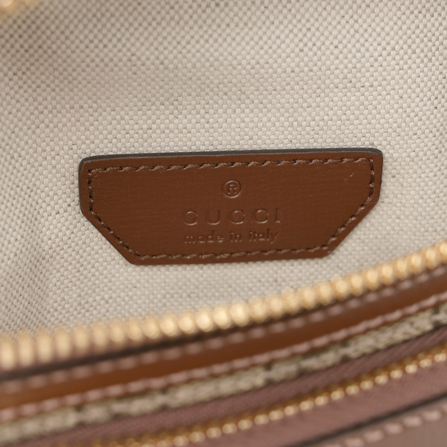 GG Supreme Monogram Textured Calfskin Retro Interlocking G Belt Bag Beige Ebony Brown Sugar