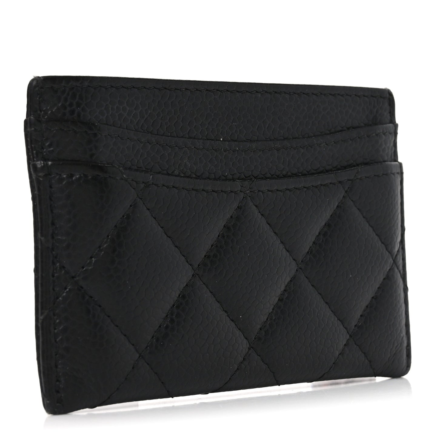 Caviar Quilted Card Holder Black