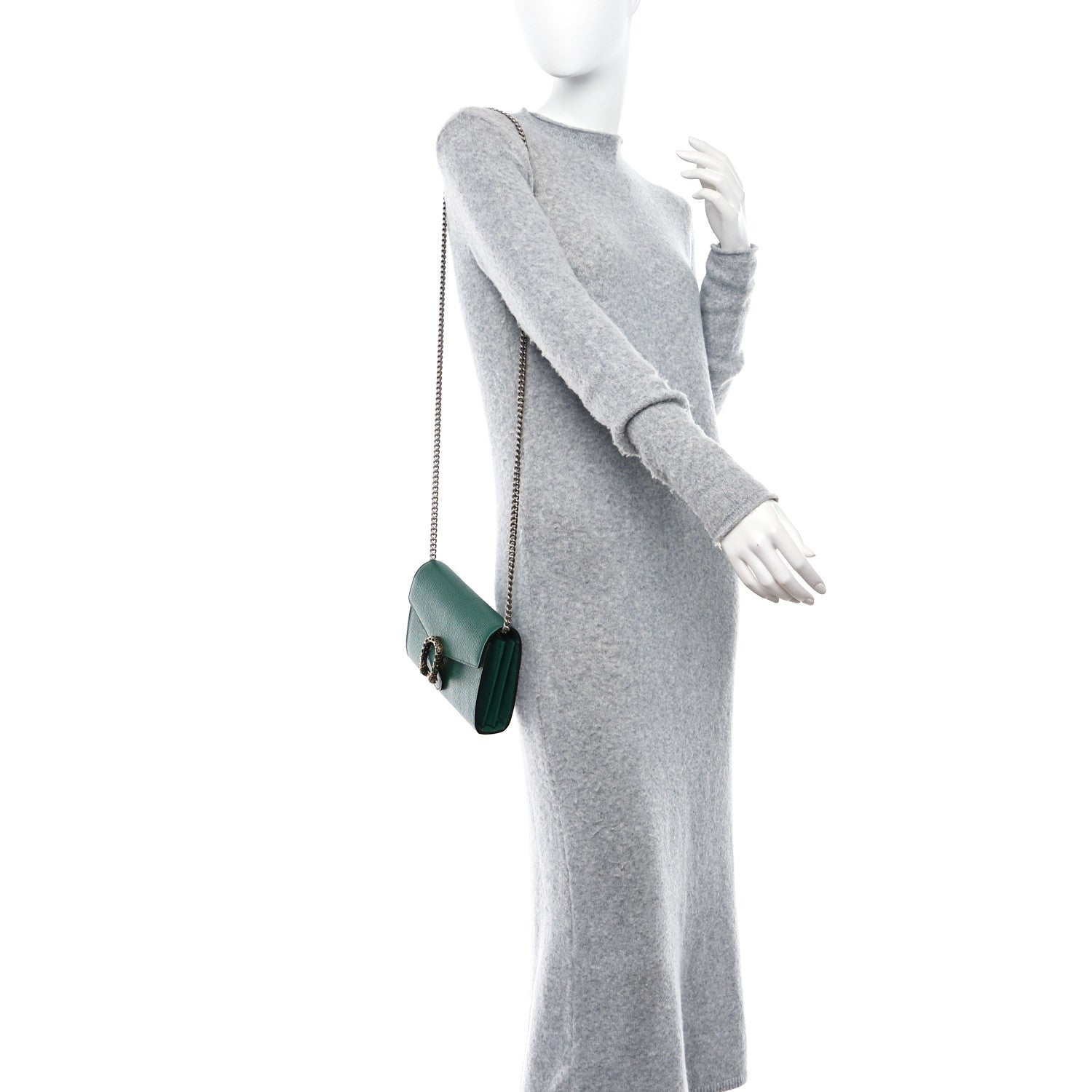 Gucci Calfskin Mini Dionysus Chain Wallet Emerald 2 of 11