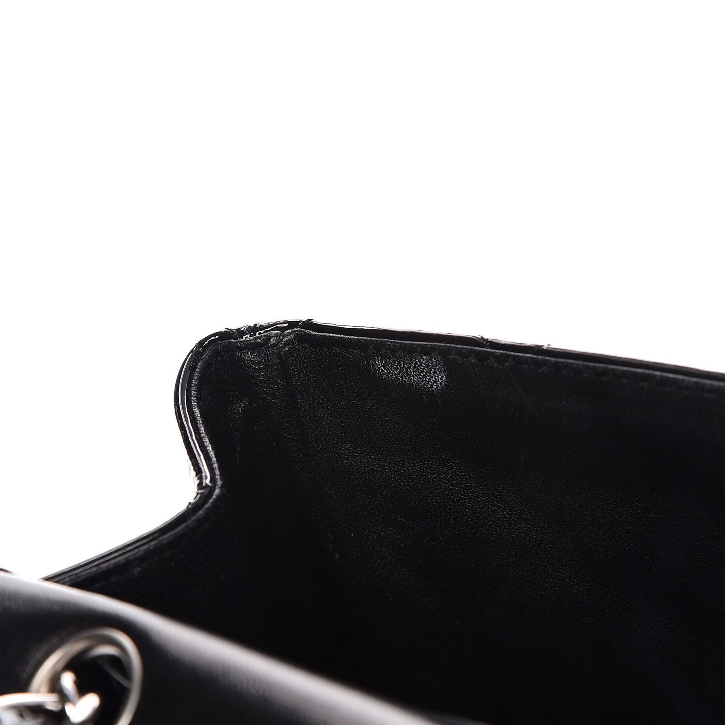 Patent Quilted Maxi Single Flap Black