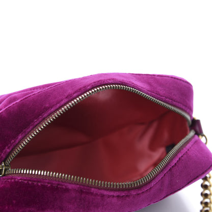 Gucci Velvet Matelasse Small GG Marmont Chain Shoulder Bag Fuchsia Violet Cyclamen 5 of 11