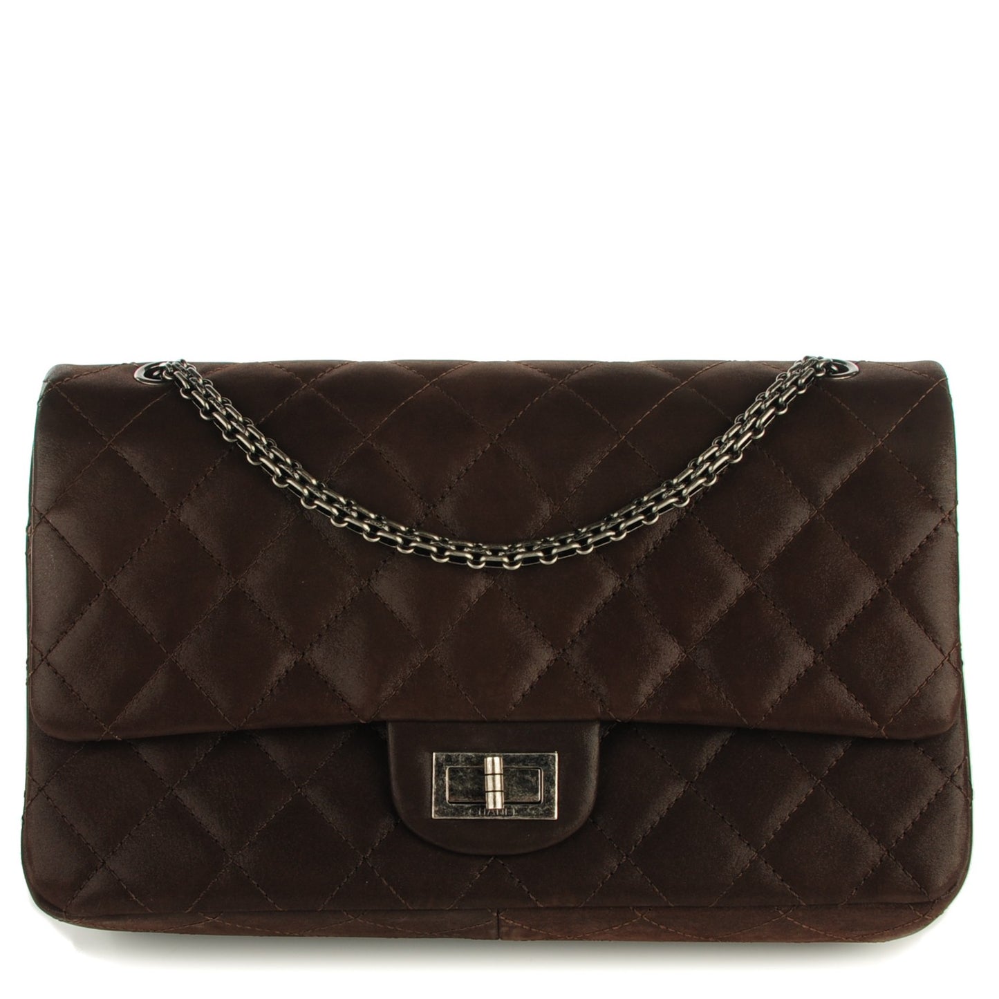 Iridescent Calfskin Quilted 2.55 Reissue 227 Flap Dark Brown