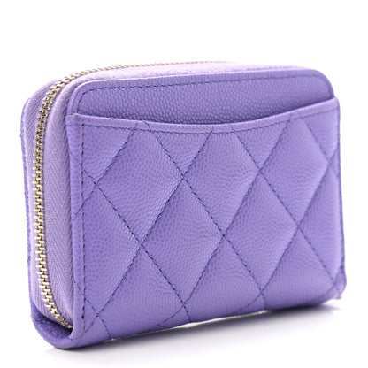 Chanel Caviar Quilted Zip Around Coin Purse Wallet Purple 3 of 8