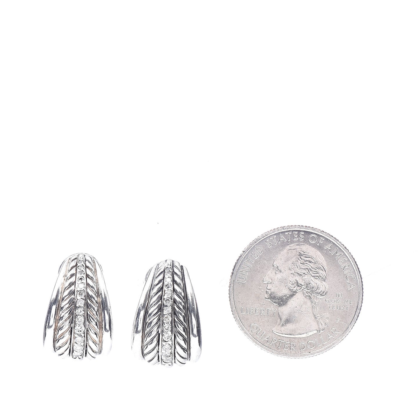 Sterling Silver Diamond Cable Earrings