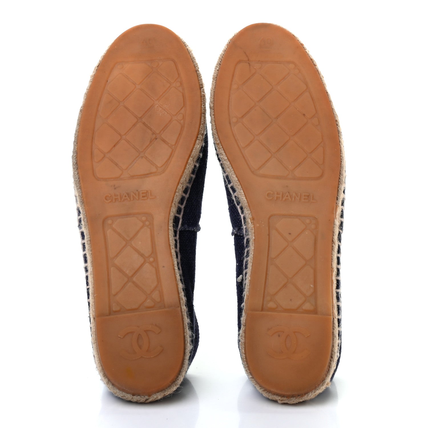 Chanel Denim Toile CC Espadrilles 40 Navy Black 5 of 9