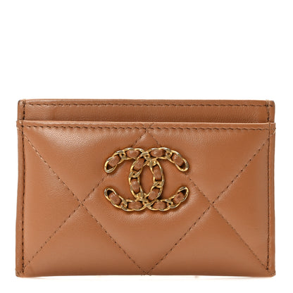 Chanel Lambskin Quilted Chanel 19 Card Holder Brown 1 of 11