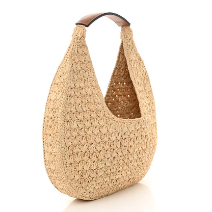 Celine Raffia Calfskin Triomphe Panier Hobo Bag Natural Tan 2 of 9