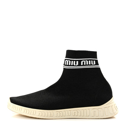 Miu Miu Technical Fabric Womens Sock Sneakers 40 Black 1 of 9