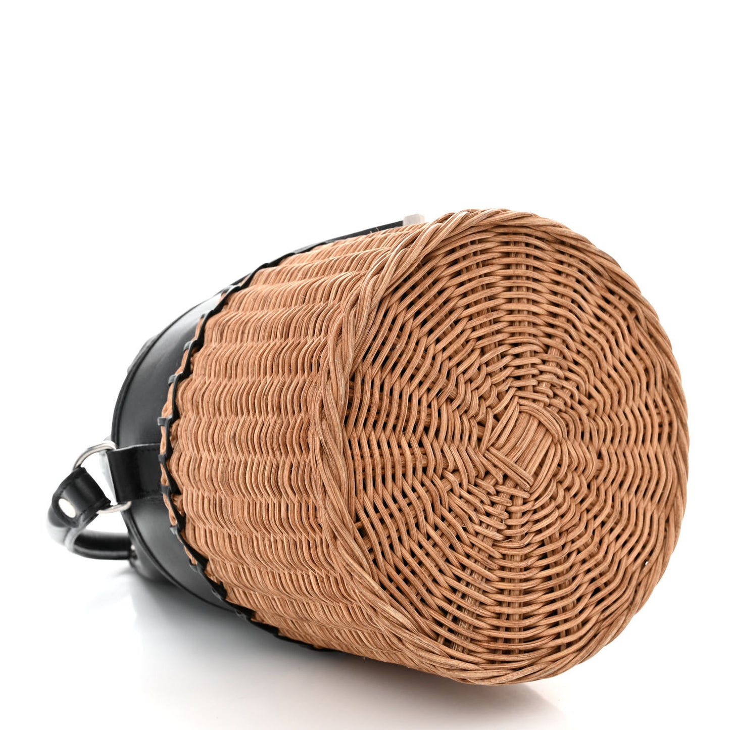 Calfskin Wicker Small Bahia Bucket Bag Black