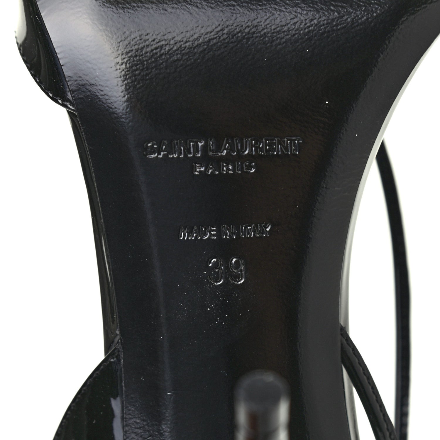 Saint Laurent Patent Calfskin Anouk 110 Sandals 39 Black 6 of 8