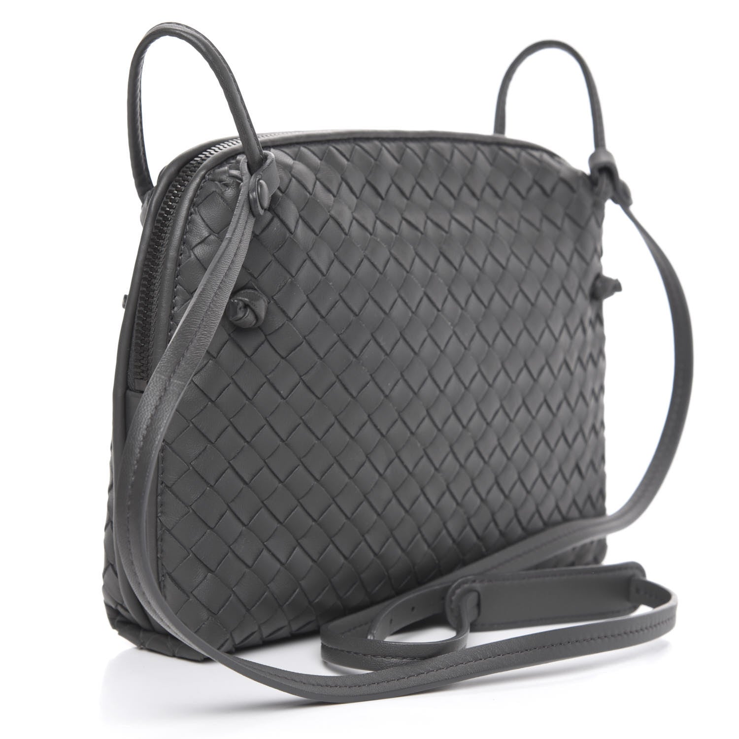 Bottega Veneta Nappa Intrecciato Nodini Crossbody Messenger New Light Grey 3 of 8