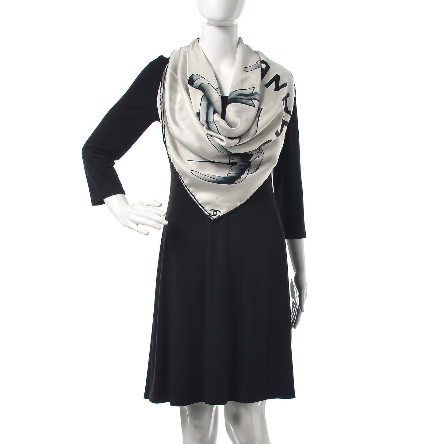 Silk CC Square Scarf Light Grey
