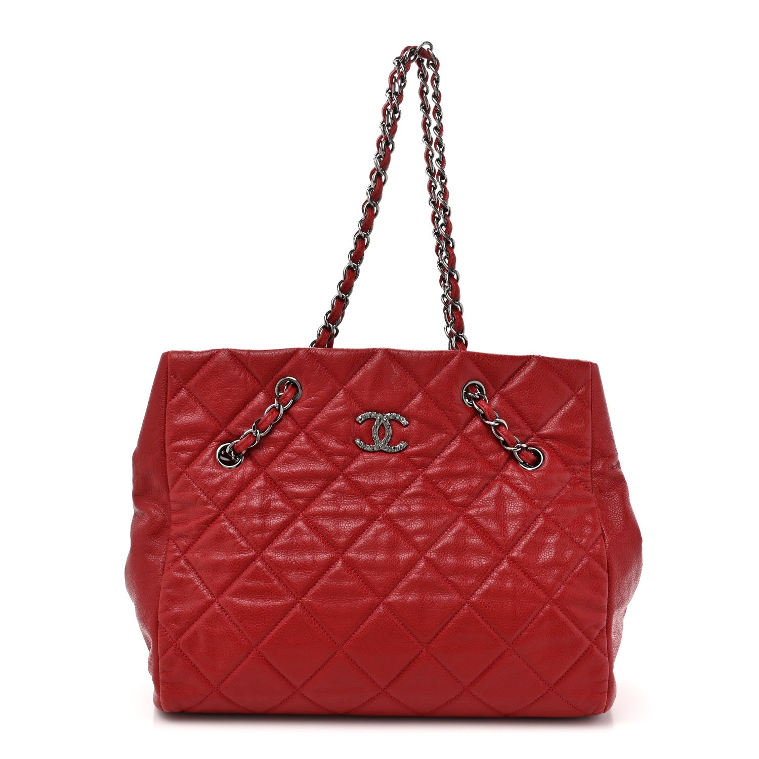 Chanel Caviar Quilted Large Cells Shopping Tote Red 1 of 17