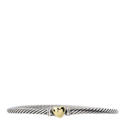 David Yurman Sterling Silver 18K Yellow Gold 3mm Cable Collectibles Heart Bracelet 1 of 5