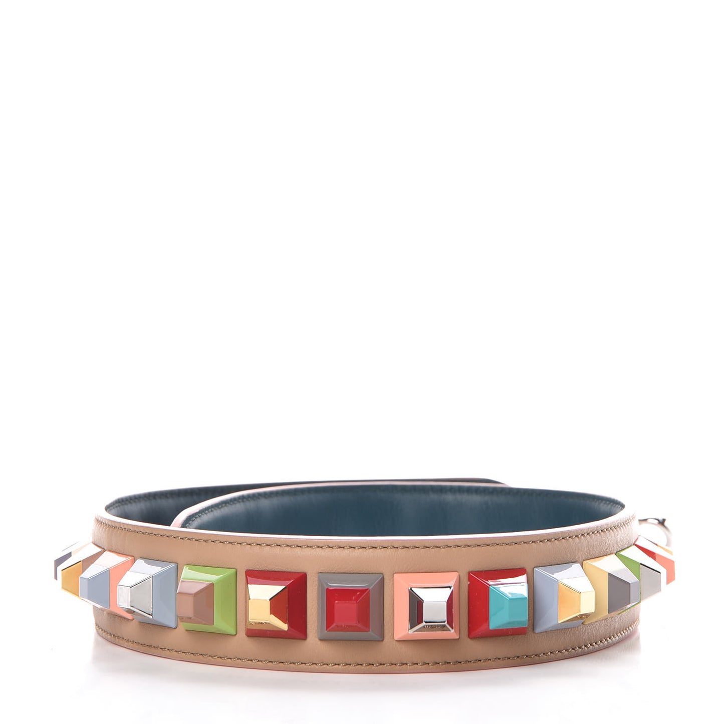 Vitello Dolce Plexiglass Bi-Color Studded Strap You Cuoio Oceano Multicolor