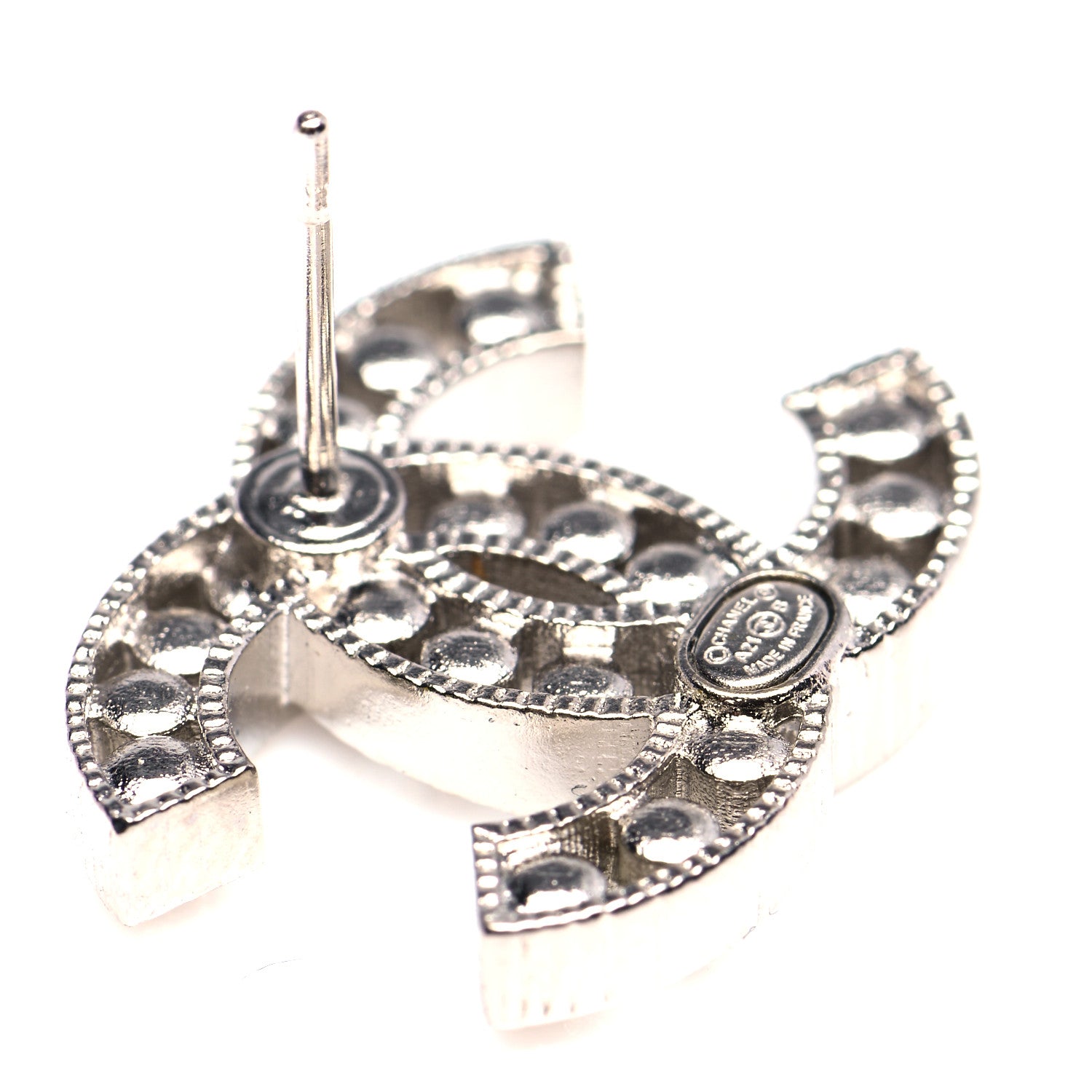 Chanel Crystal CC Chain Earrings Silver 4 of 6