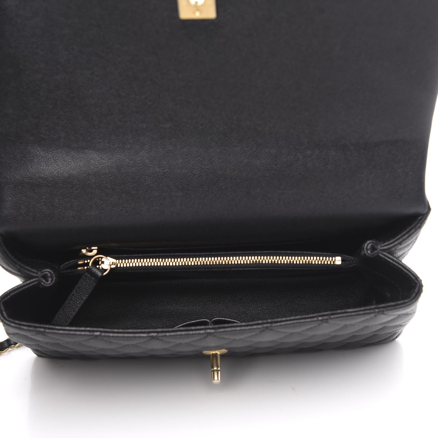 Caviar Lizard Embossed Quilted Small Coco Handle Flap Black