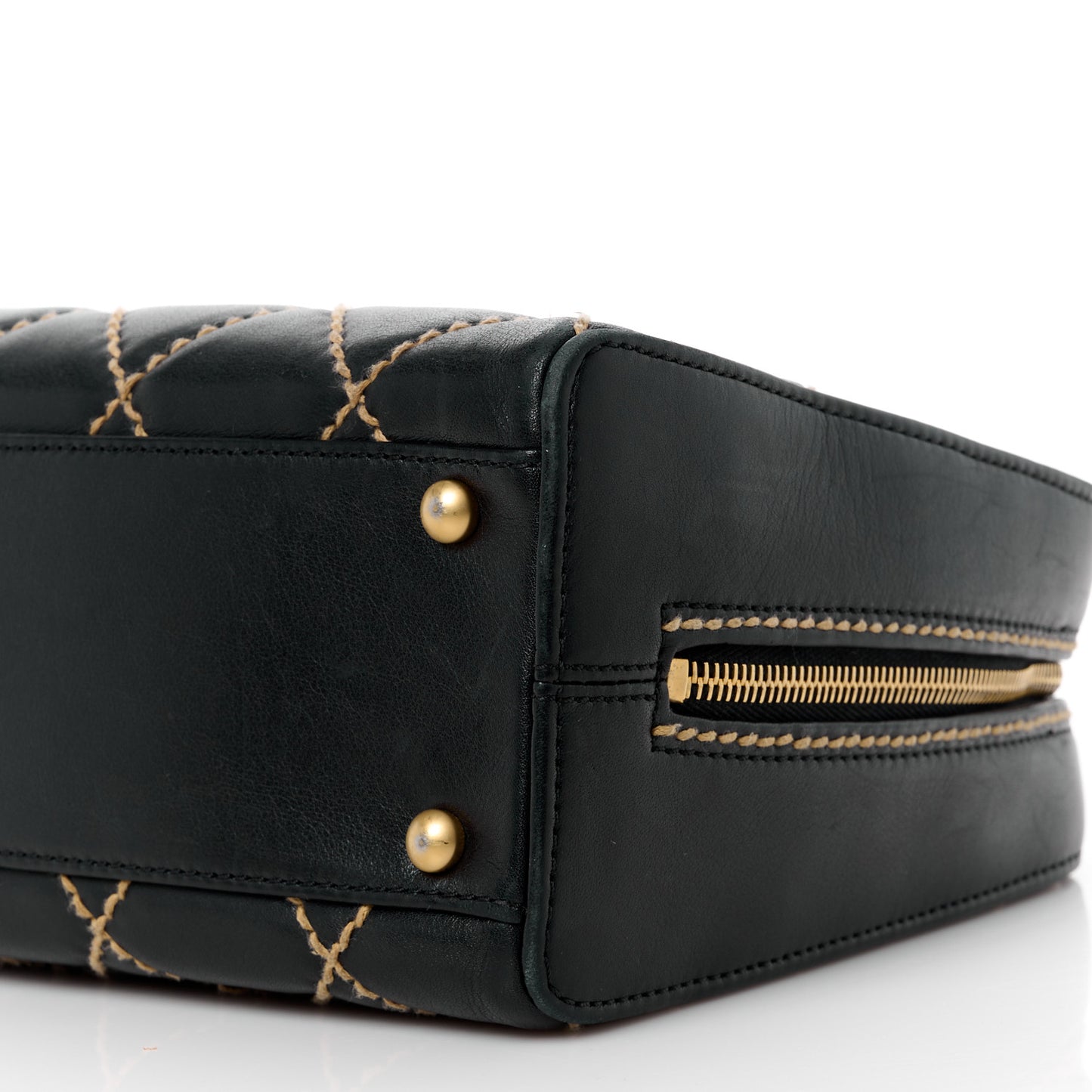 Calfskin Contrast Stitch Surpique Bowler Black