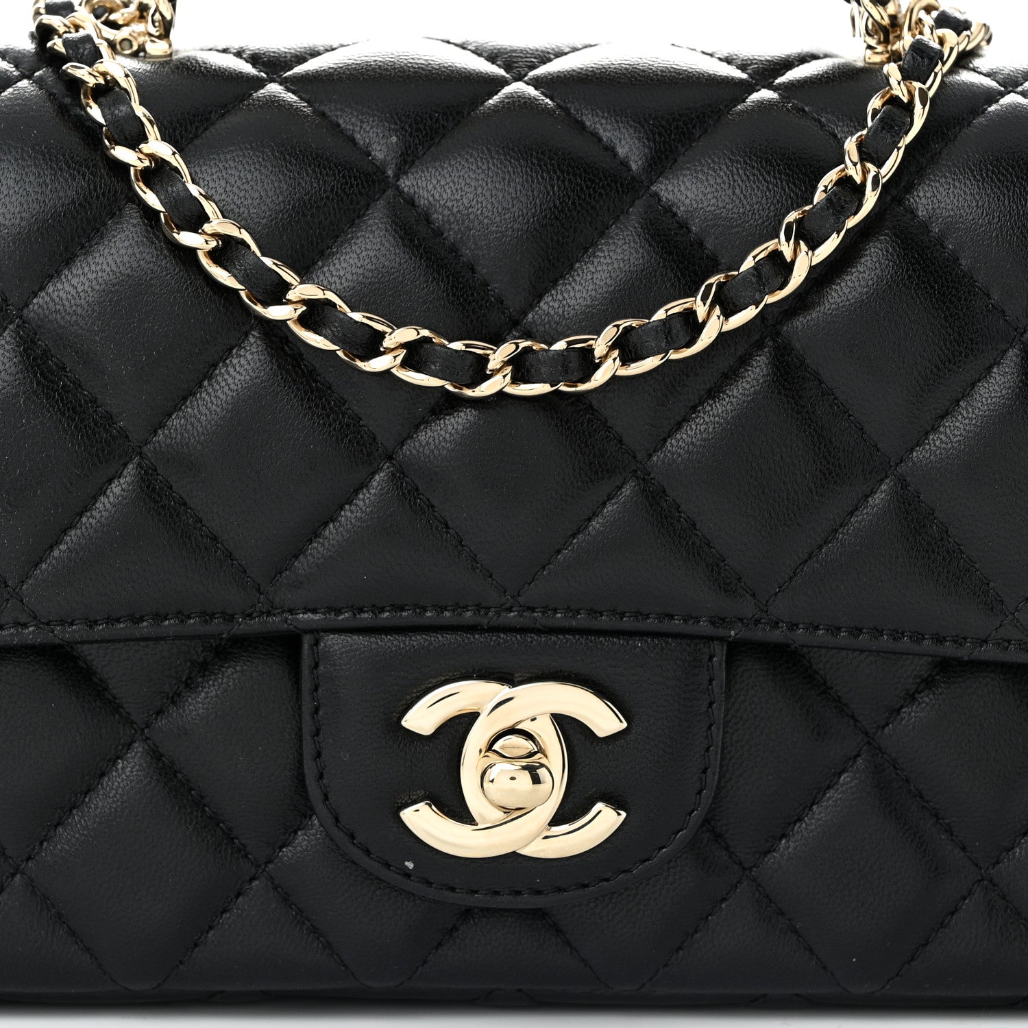 Chanel Lambskin Quilted Mini Crystal Top Handle Rectangular Flap Black 8 of 12