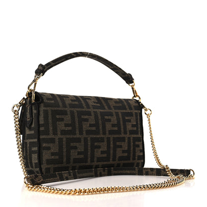 Fendi Fabric Jacquard FF 1974 Mini Baguette Tobacco Moro Black 3 of 10