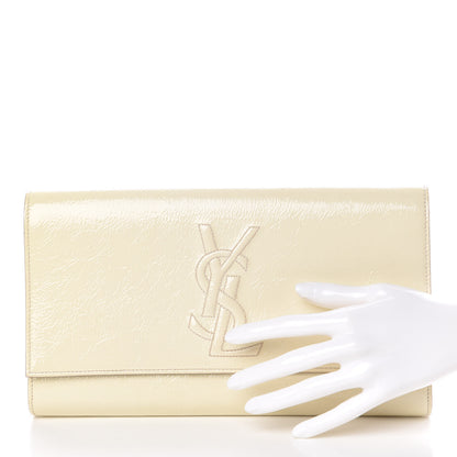 Saint Laurent Textured Patent Calfskin Large Belle De Jour Clutch Ivory 2 of 8
