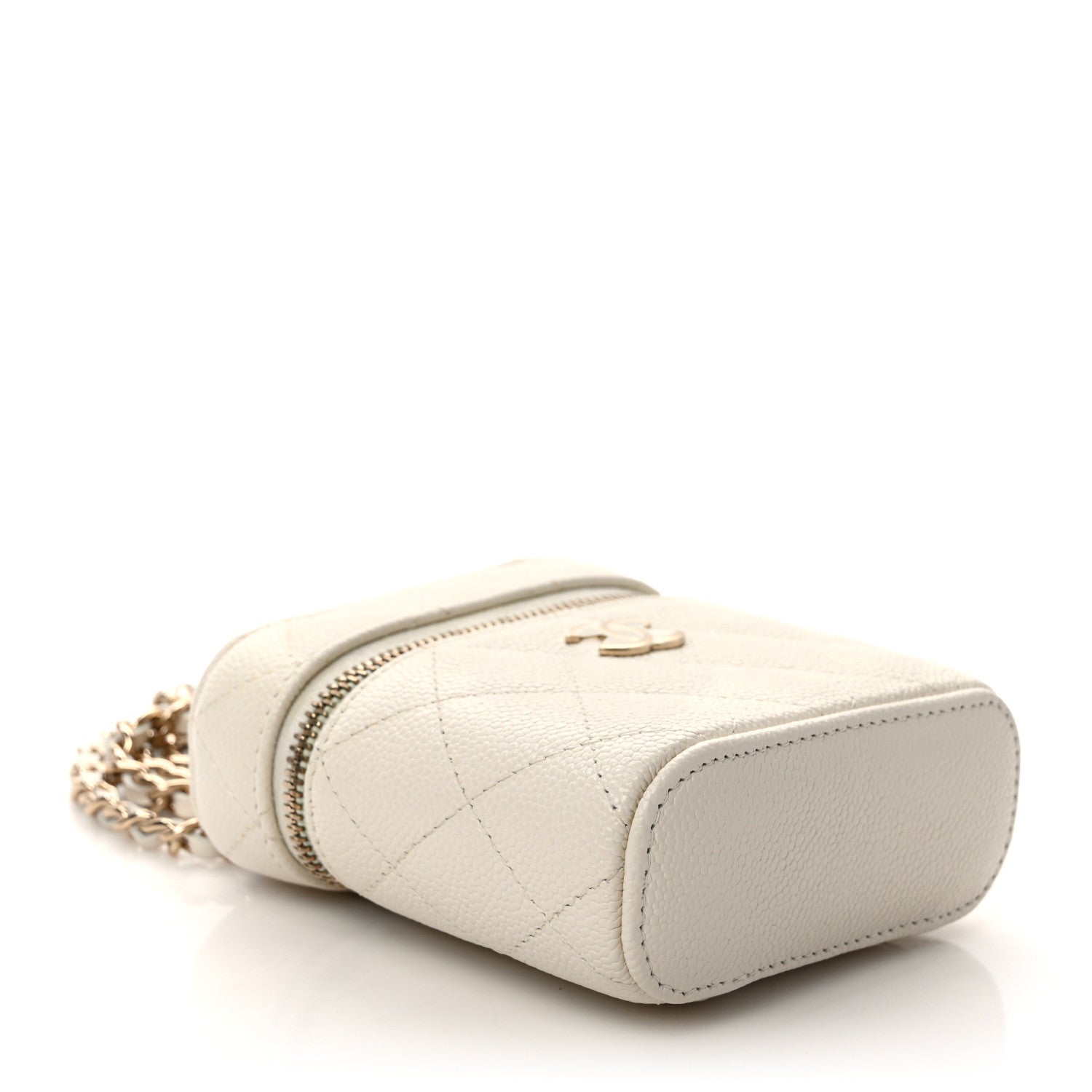 Chanel Caviar Quilted Small Handle With Care Vanity Case With Chain White 5 of 10