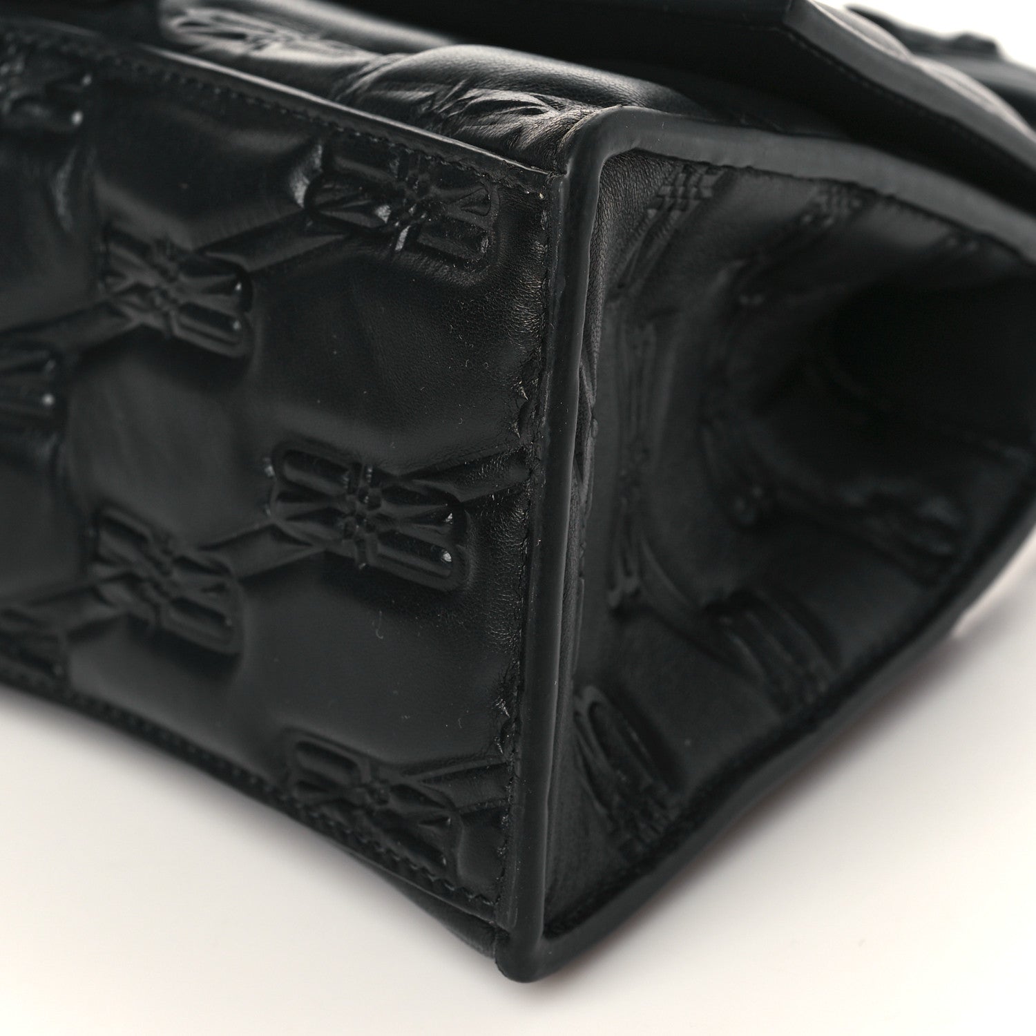 Balenciaga Nappa BB Monogram Embossed Small Hourglass Top Handle Bag Black 10 of 10
