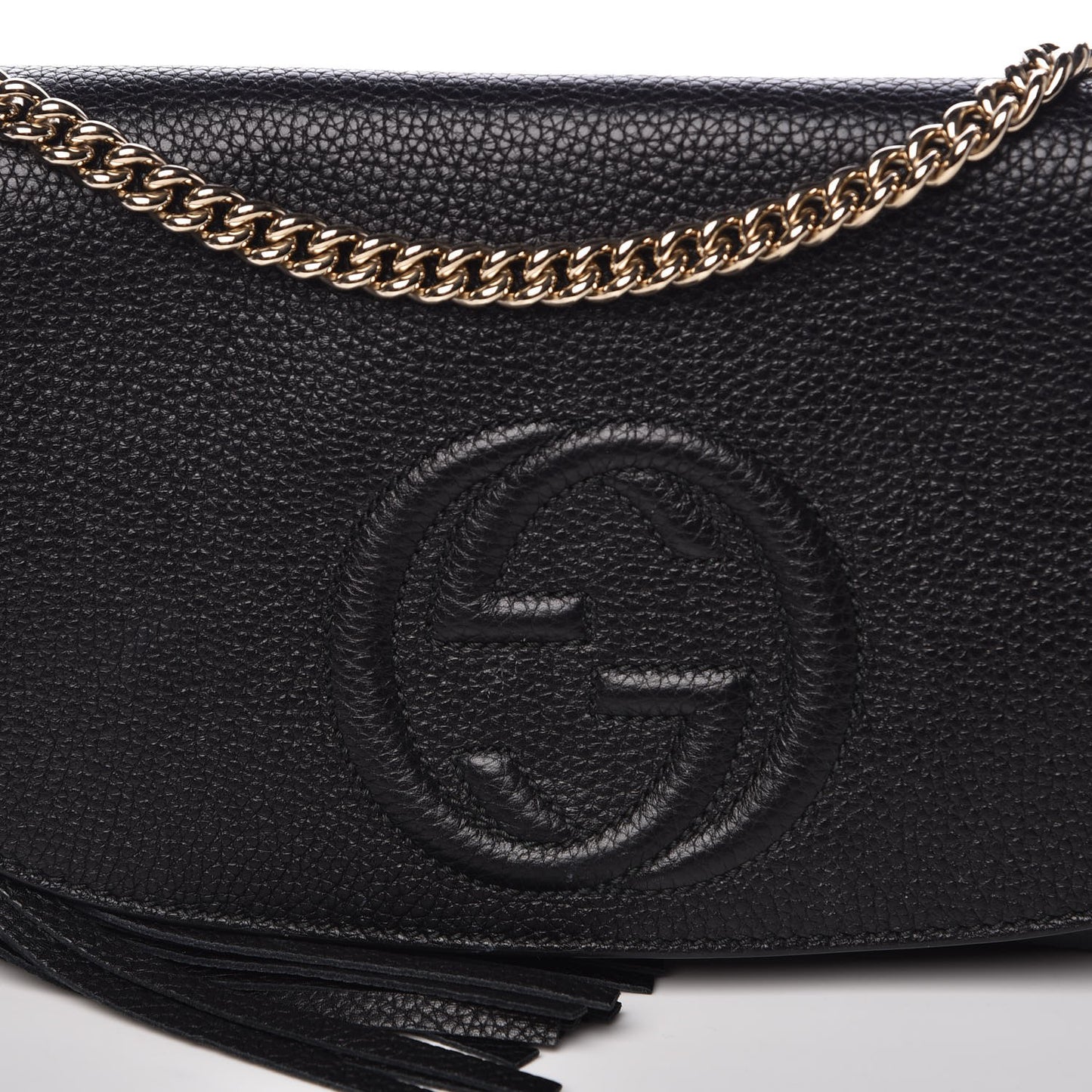 Pebbled Calfskin Medium Soho Flap Crossbody Black