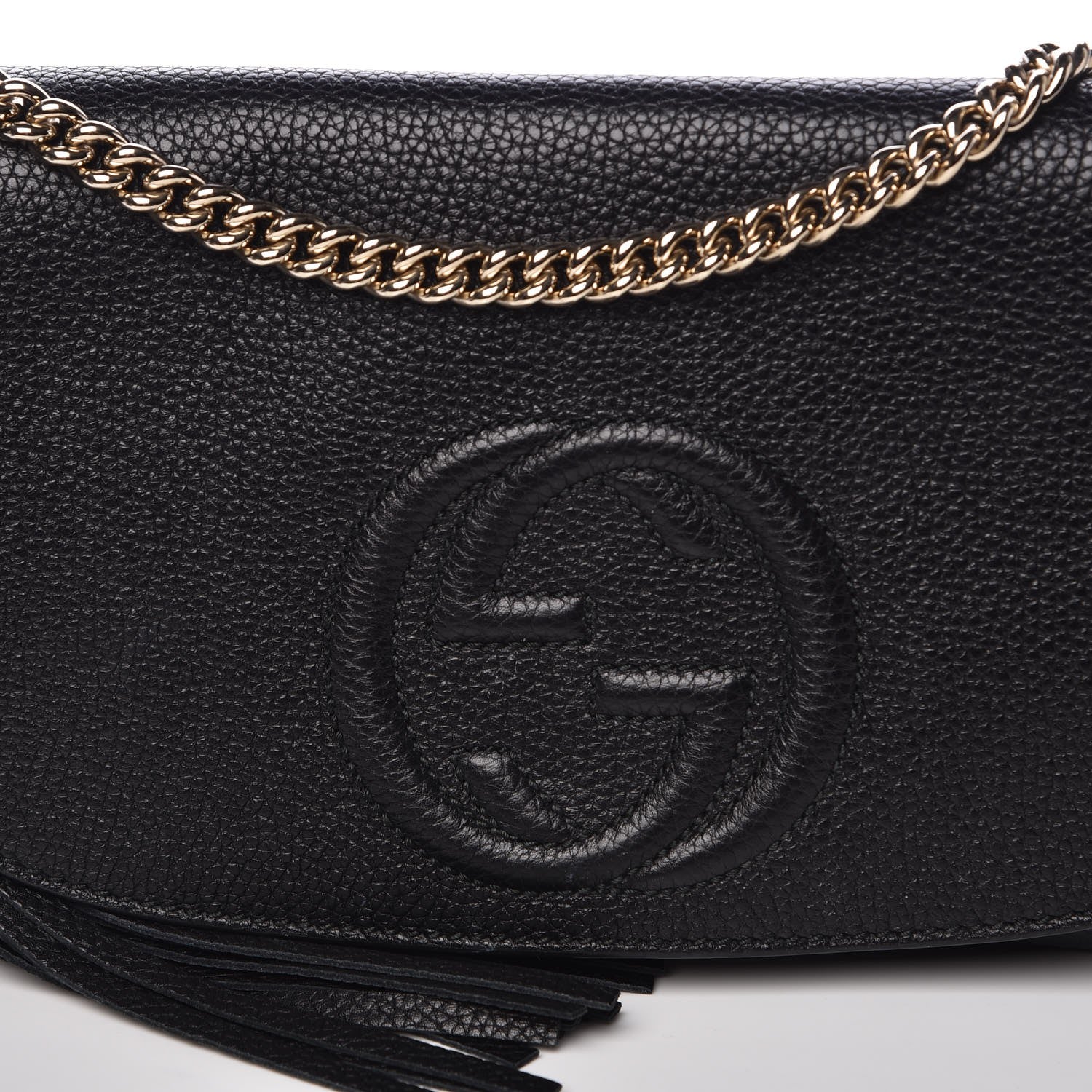 Gucci Pebbled Calfskin Medium Soho Flap Crossbody Black 9 of 10