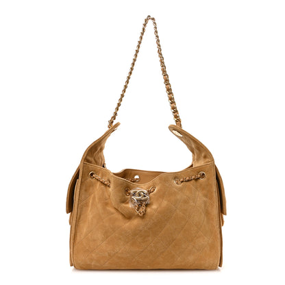 Chanel Suede Quilted Small Chanel 25 Handbag Beige 1 of 10
