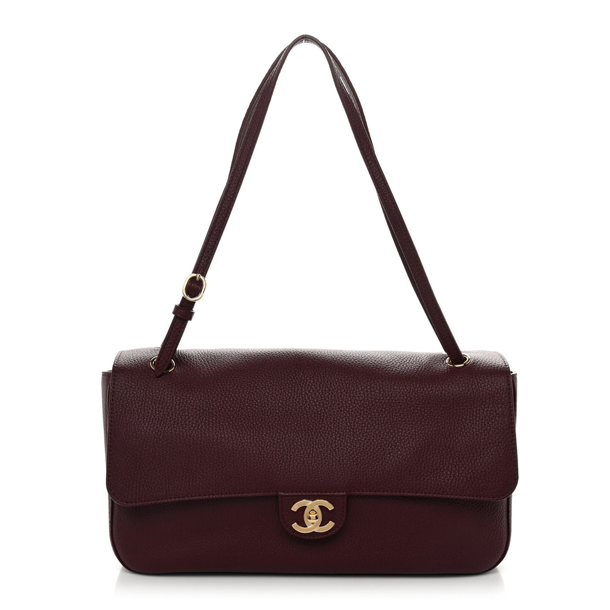 Grained Calfskin Small Souplissimo Maxi Flap Burgundy