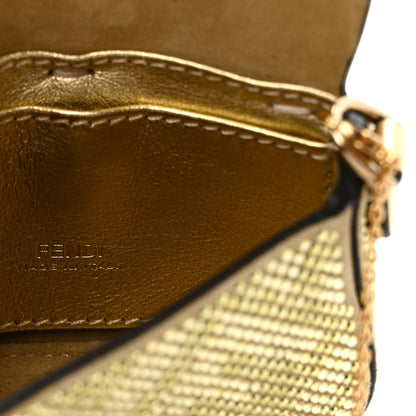 Fendi Crystal Vitello Laminato FF Nano Maxi Buckle Baguette Charm Light Gold 6 of 10