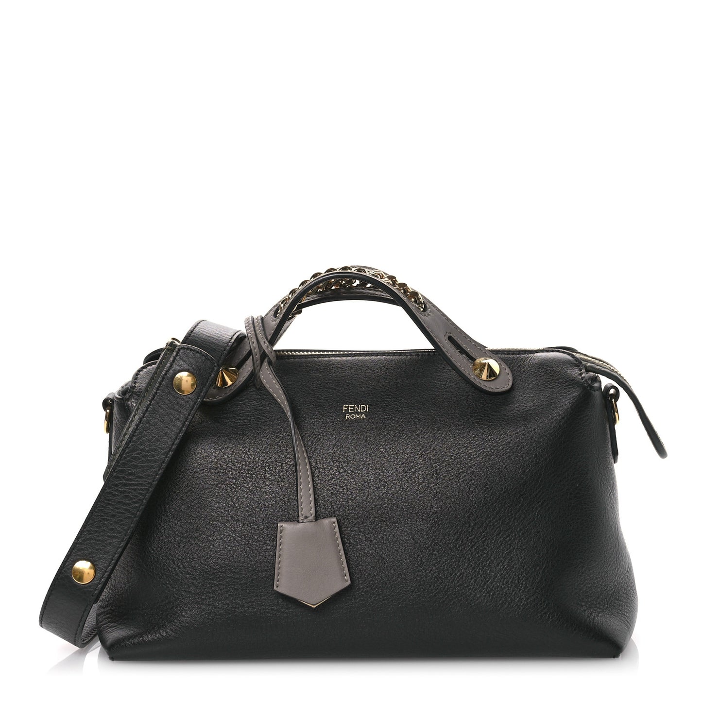 Vitello Dolce Chain Medium By The Way Boston Bag Black Grigio