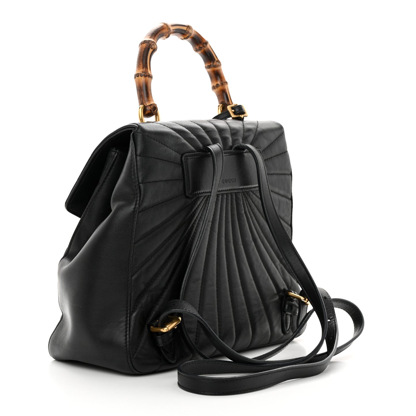 Calfskin Bamboo Trapuntata Queen Margaret Backpack Black