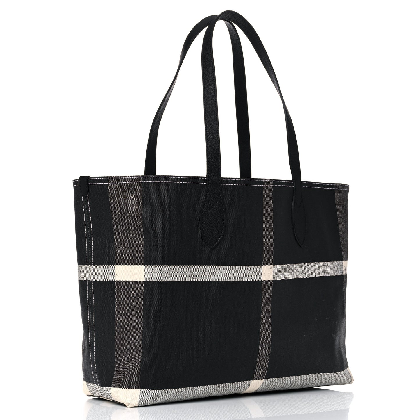 Coated Canvas Mega Check Large Reversible Doodle Tote Black White