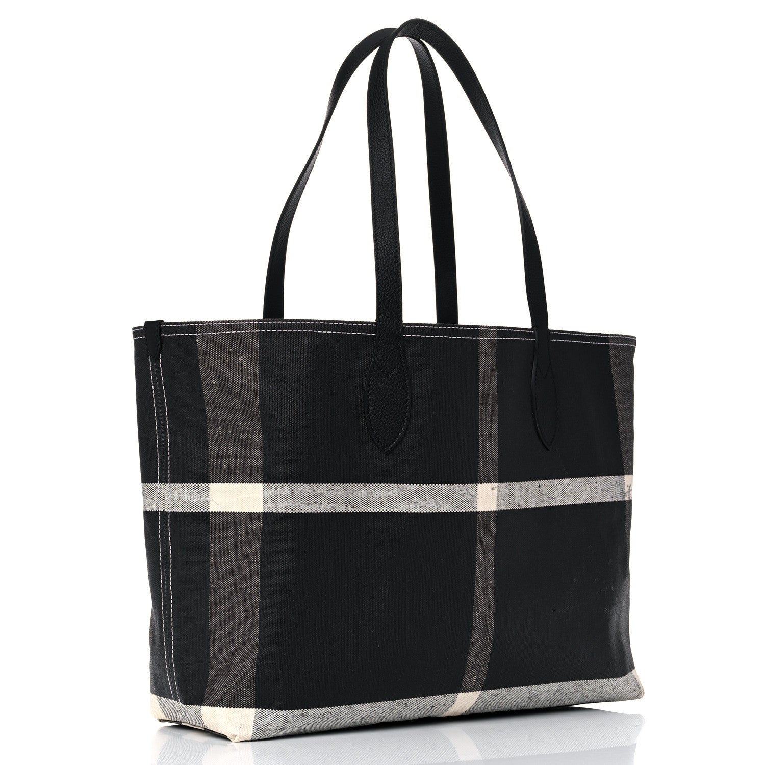 Burberry Coated Canvas Mega Check Large Reversible Doodle Tote Black White 2 of 17