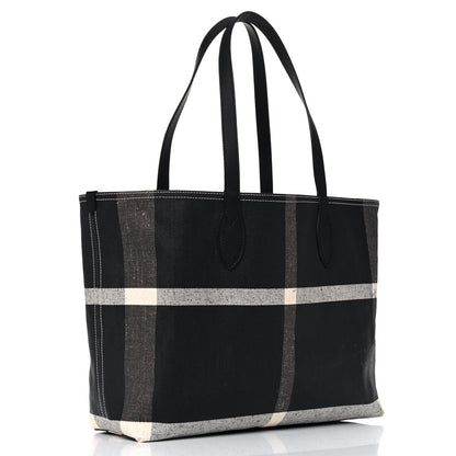 Burberry Coated Canvas Mega Check Large Reversible Doodle Tote Black White 2 of 17