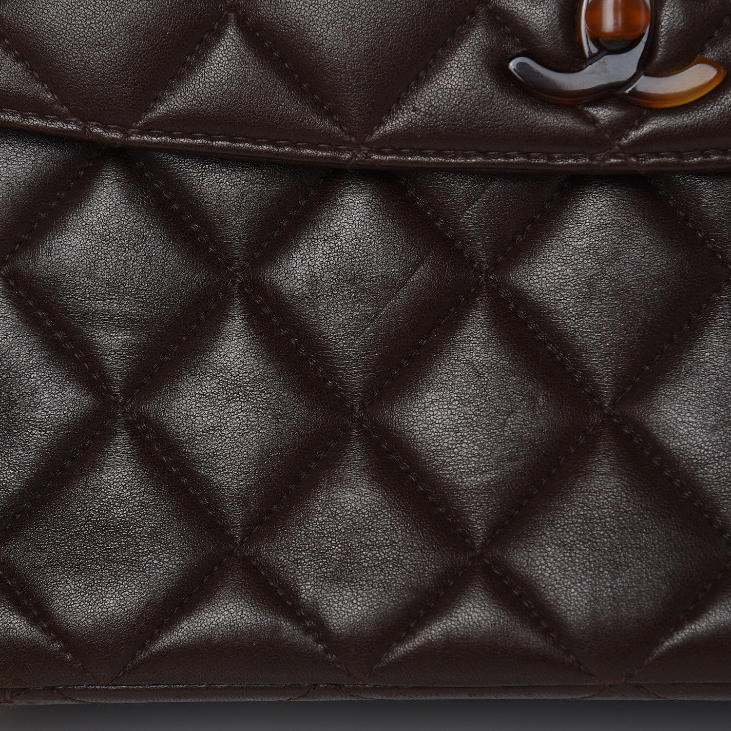 Chanel Lambskin Tortoise Square Chain Flap Brown 18 of 21