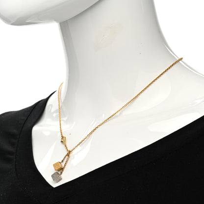 Louis Vuitton Luckygram Crystal Game On Dice Pendant Necklace Gold Silver 2 of 6