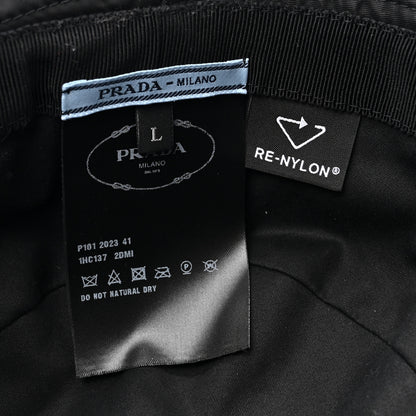 Prada Re-Nylon Metal Triangle Logo Mens Bucket Hat L Black 8 of 8