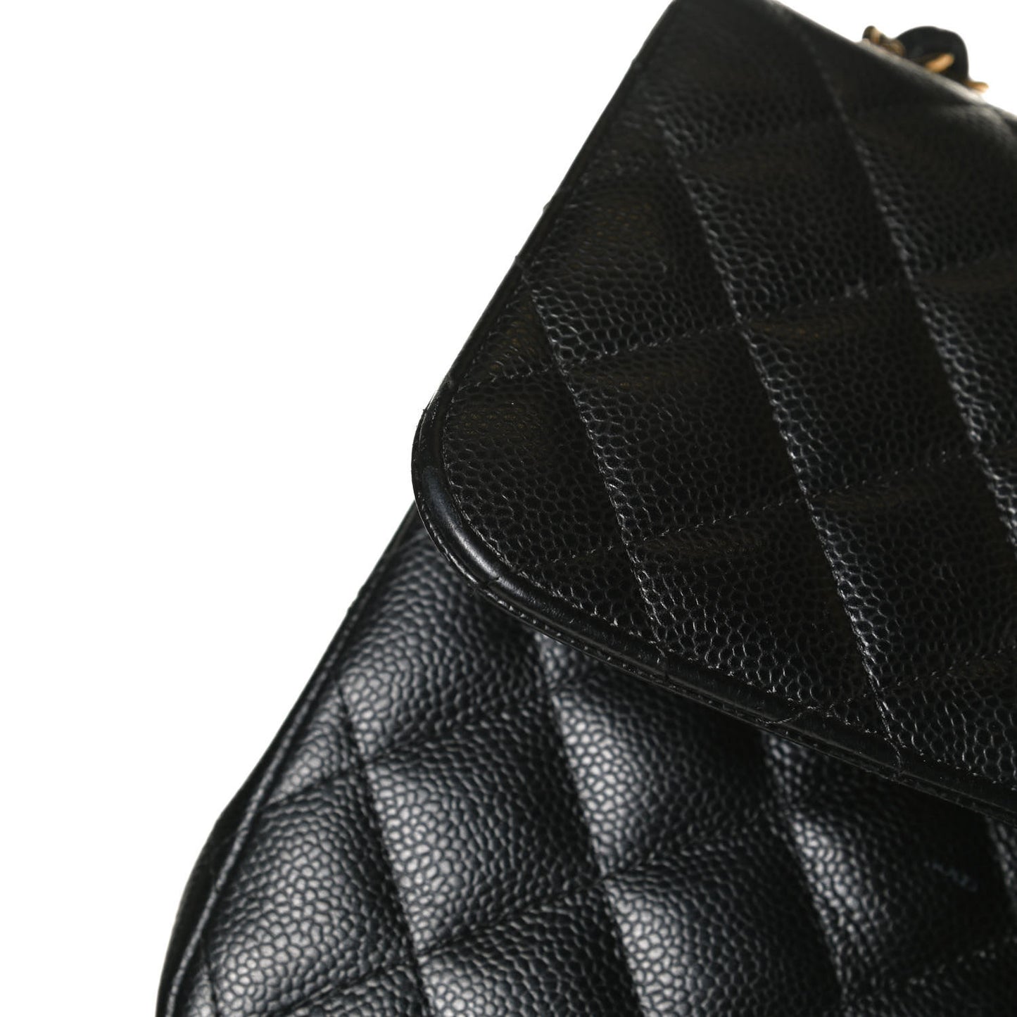 Caviar Quilted Jumbo Double Flap Black