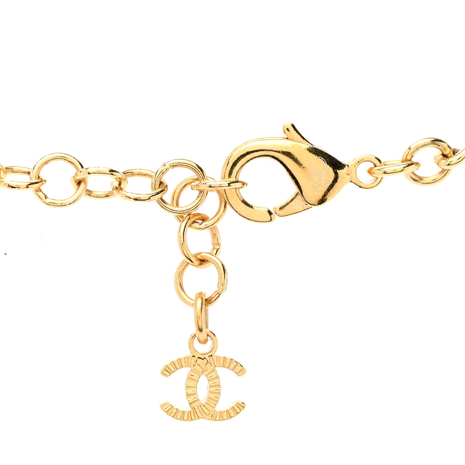 Chanel Metal Lambskin Chain CC Bow Necklace Black Gold 5 of 6