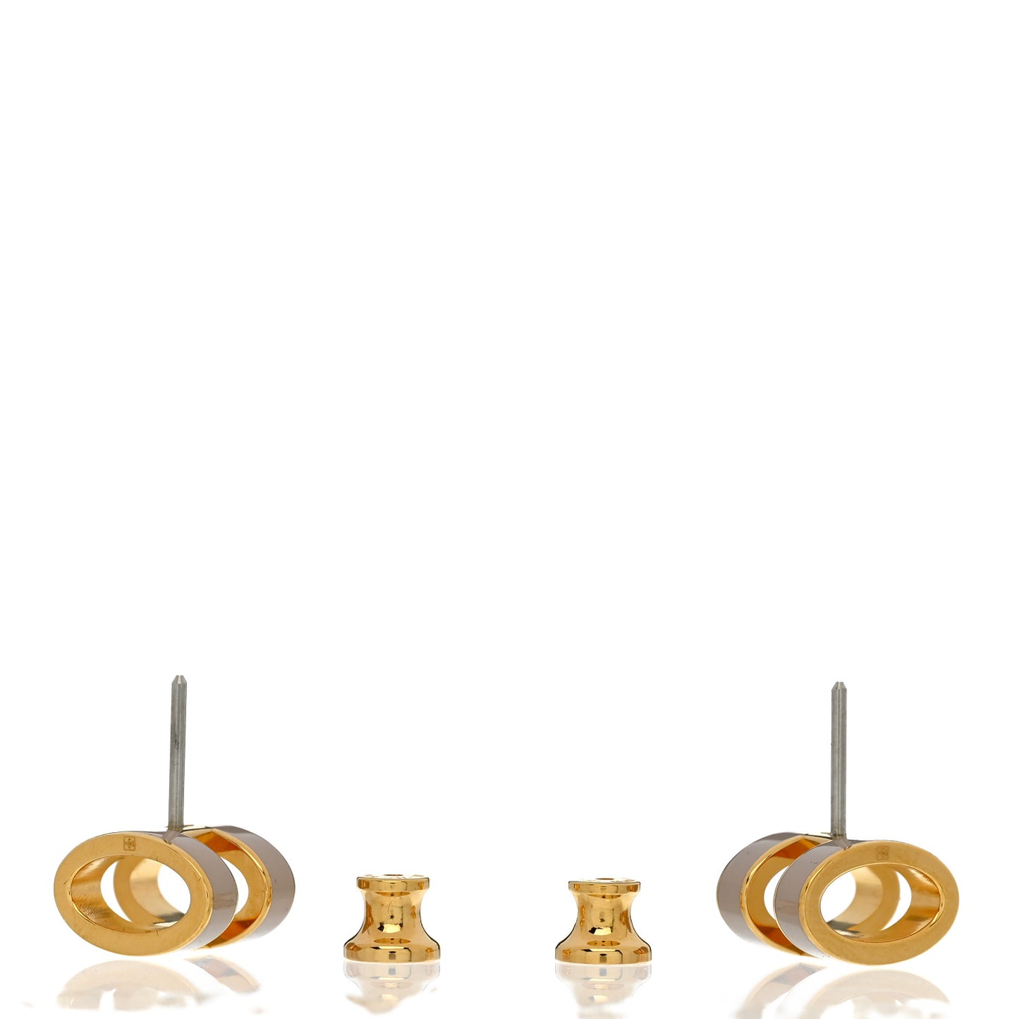 Gold Lacquered Mini Pop H Earrings Marron Glace