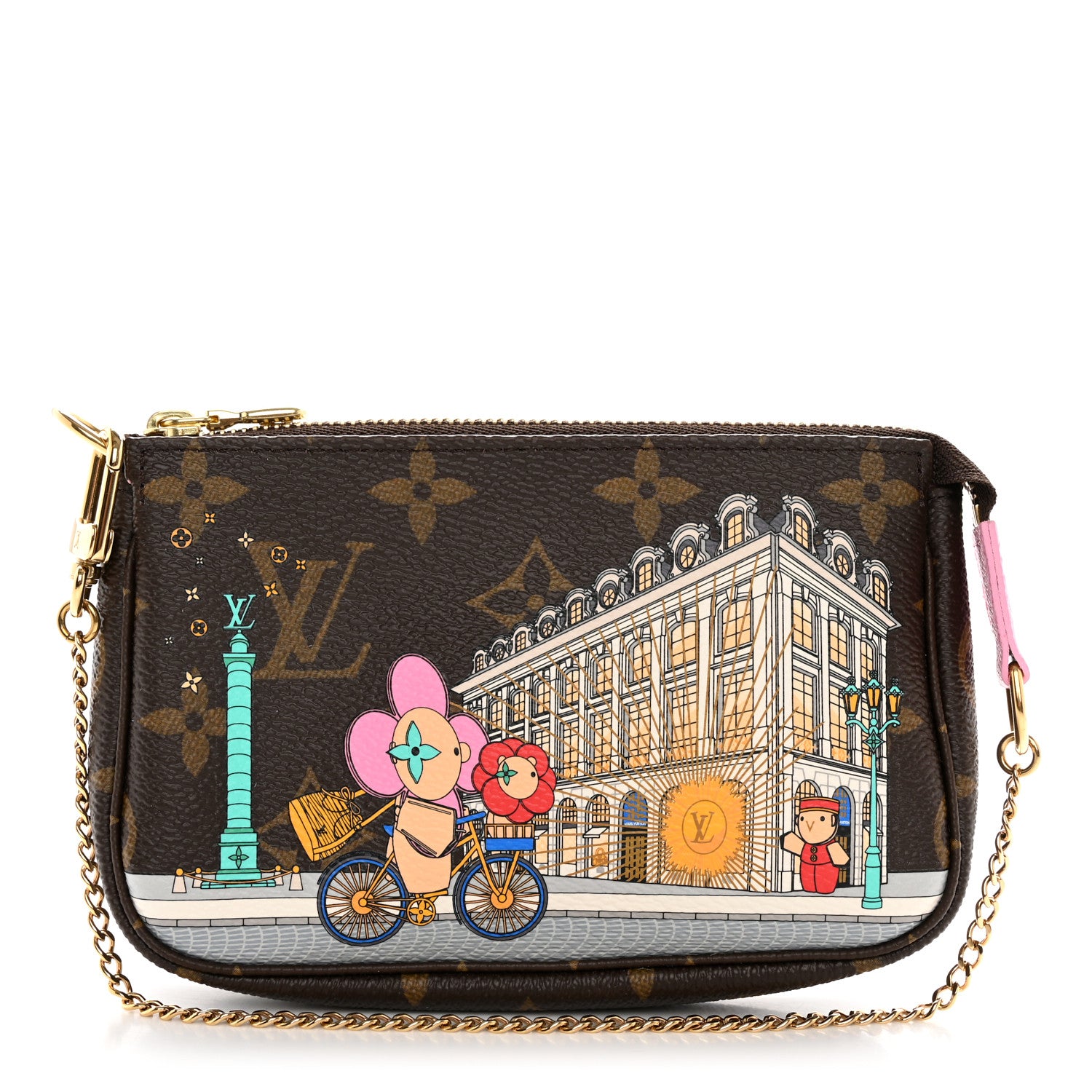 Louis Vuitton Monogram 2022 Christmas Animation Paris Mini Pochette Accessories Pink 1 of 7