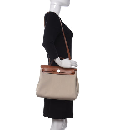 Hermes Military Toile Vache Hunter Herbag Zip Retourne 31 PM Beton Fauve 2 of 11