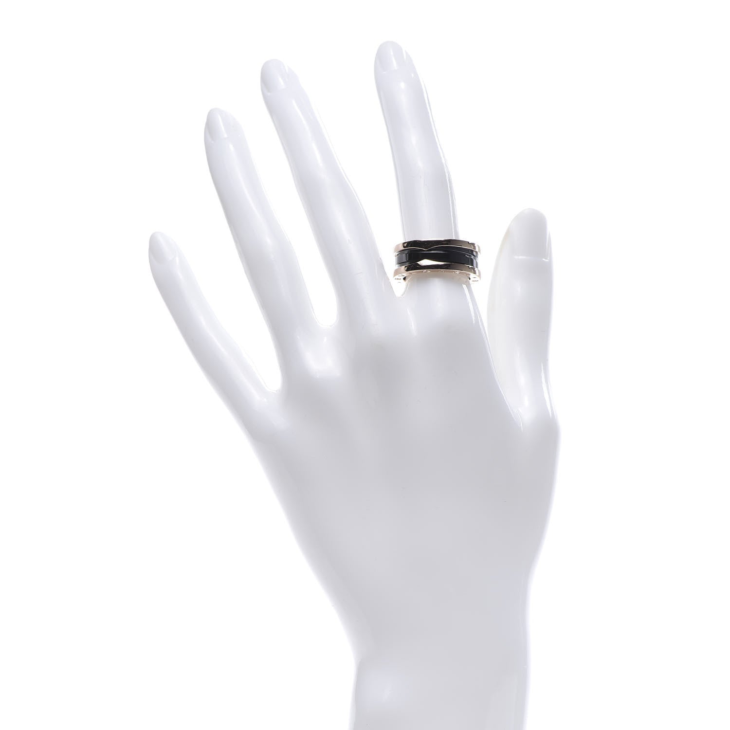 Bulgari 18K Rose Gold Black Ceramic B.Zero1 Two-Band Ring 53 6.25 2 of 6